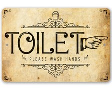 Metal Sign - Toilet Directional Right Sign - Durable Metal Sign - 8" x 12" Use