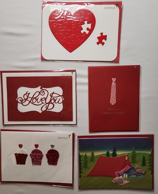Papyrus Valentines  Assorted Cards 5pc NEW