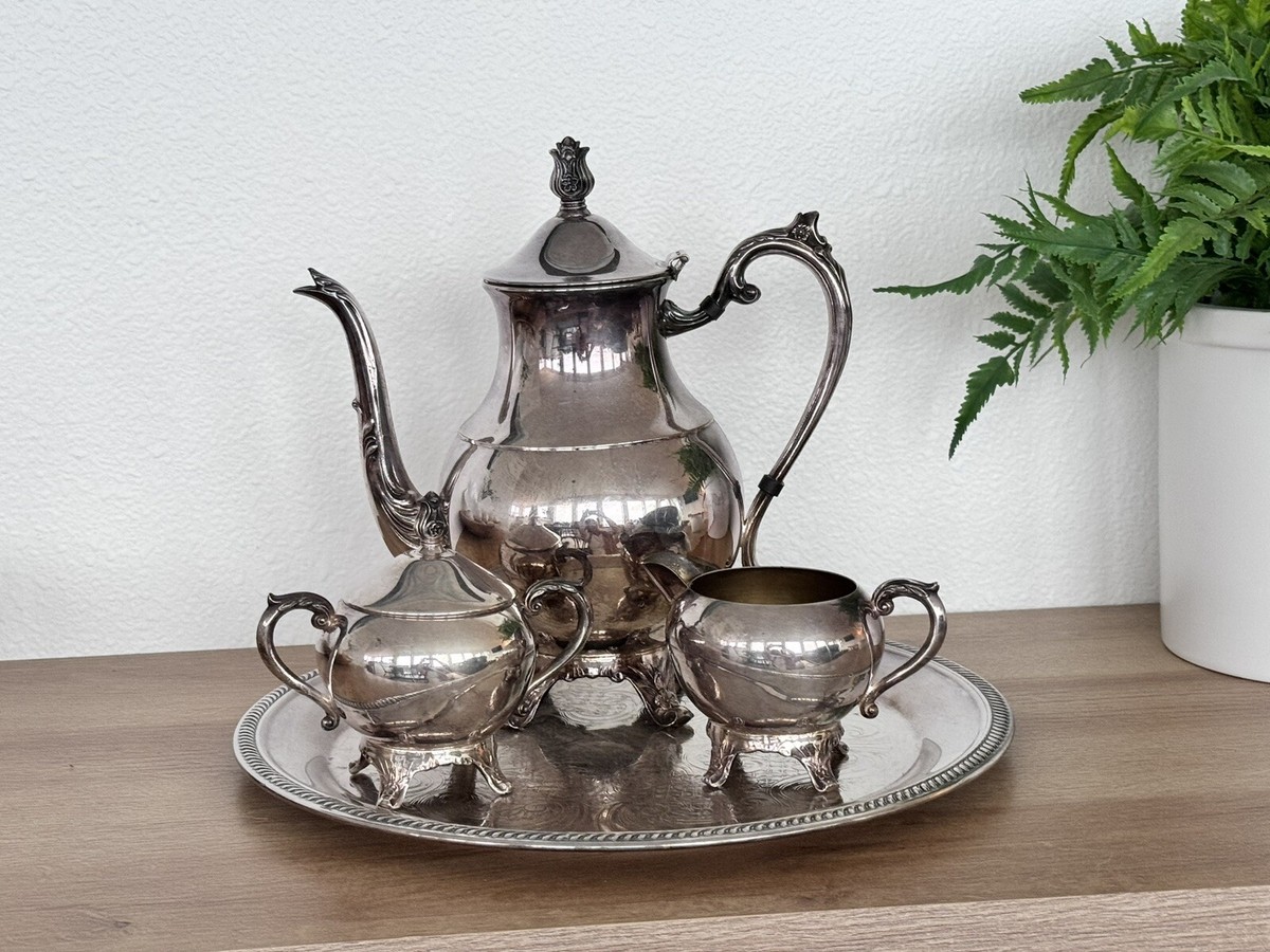 FB ROGERS 1883 Silver BEAUTIFUL TEA SERVICE Teapot With Cream