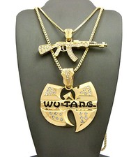 NEW MACHINE GUN & WU-TANG PENDANT 24" & 30" BOX CHAIN NECKLACE RC2052G