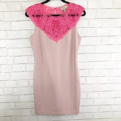 Ted Baker London Pink Violina Lace Trim Mini Dress, Women's Size