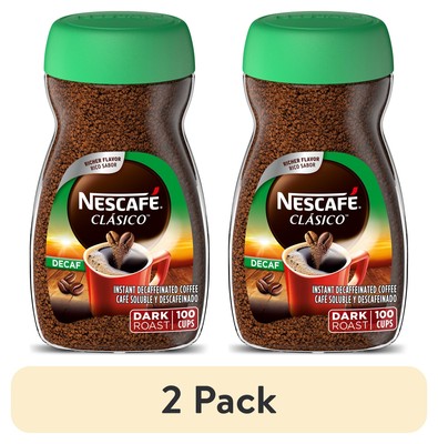 2 Pack Nescafé Clasico Decaf Dark Roast Instant Coffee 7 Oz Bolder Richer Flavor