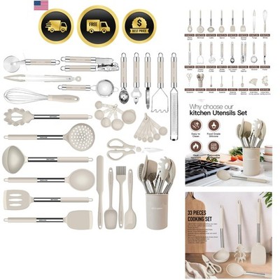 Kitchen Utensils Set-Silicone Cooking Utensils-33pcs Non-Stick Silicone Cooki...