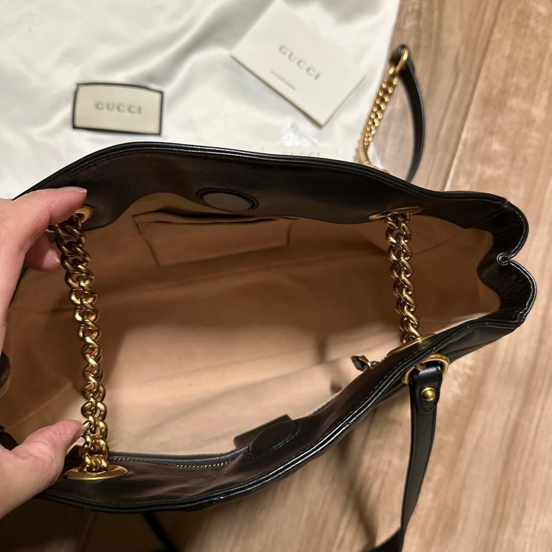 Hardly used Gucci GG Marmont chain tote bag Black leather thumbnail 7