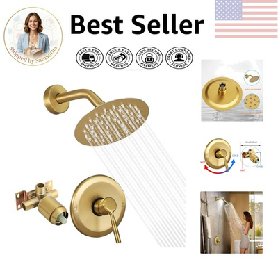 #ad High Pressure 6 Inch Rain Shower Head amp; Brass Faucet Set for Modern Bathrooms $95.99