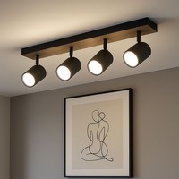 Deckenleuchte Deckenlampe Wohnzimmerleuchte Holzoptik Spotlampe Verstellbar