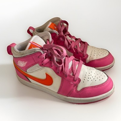 Nike Air Jordan 1 Mid Pinksicle Orange White PS1 Size 2.5 DX3238-681 Girls Youth