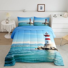 Lighthouse Bedding Comforter Full Size 3 Piece Set for Kids Teens Ocean Down ...