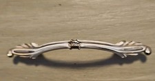 6 Vintage NOS Ajax Drawer Pulls Handles Scroll White Gold Ornate Hardware 989