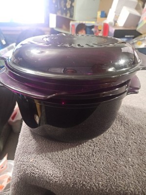 Set of 5 Tupperware Stack Cooker PURPLE Acrylic Microwave Bowls Lid Colander