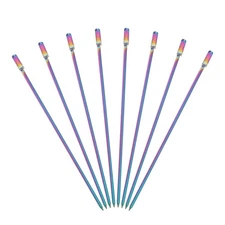 8 Pcs Stainless Steel Cocktail Picks, 4.33" Laser Color (Square Column)