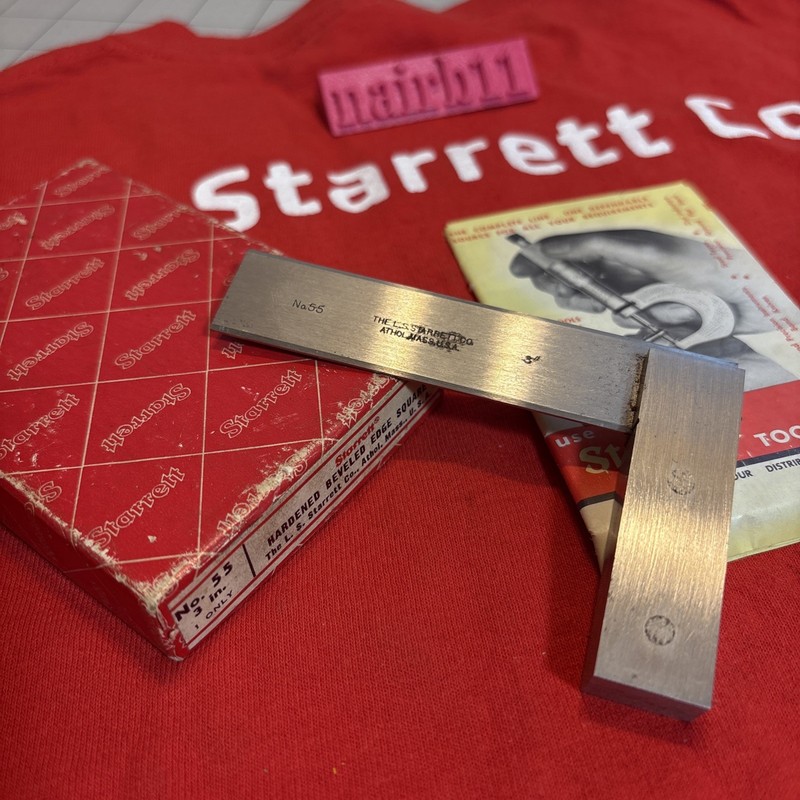 Starrett No. 55 Beveled Edge Square 3” w/ Box Machinist Tool USA 