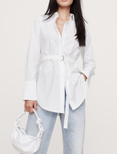 NWT Banana Republic 100 White Cotton Poplin Belted Button-Up Tunic Top Shirt XS