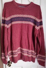 Tommy Hilfiger Wool Blend Fair Isle Sweater Men's Size 2XL XXL Maroon Holiday