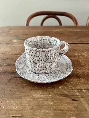 Japanese Handmade Seto Ware Neriage Nerikomi Cup And Saucer