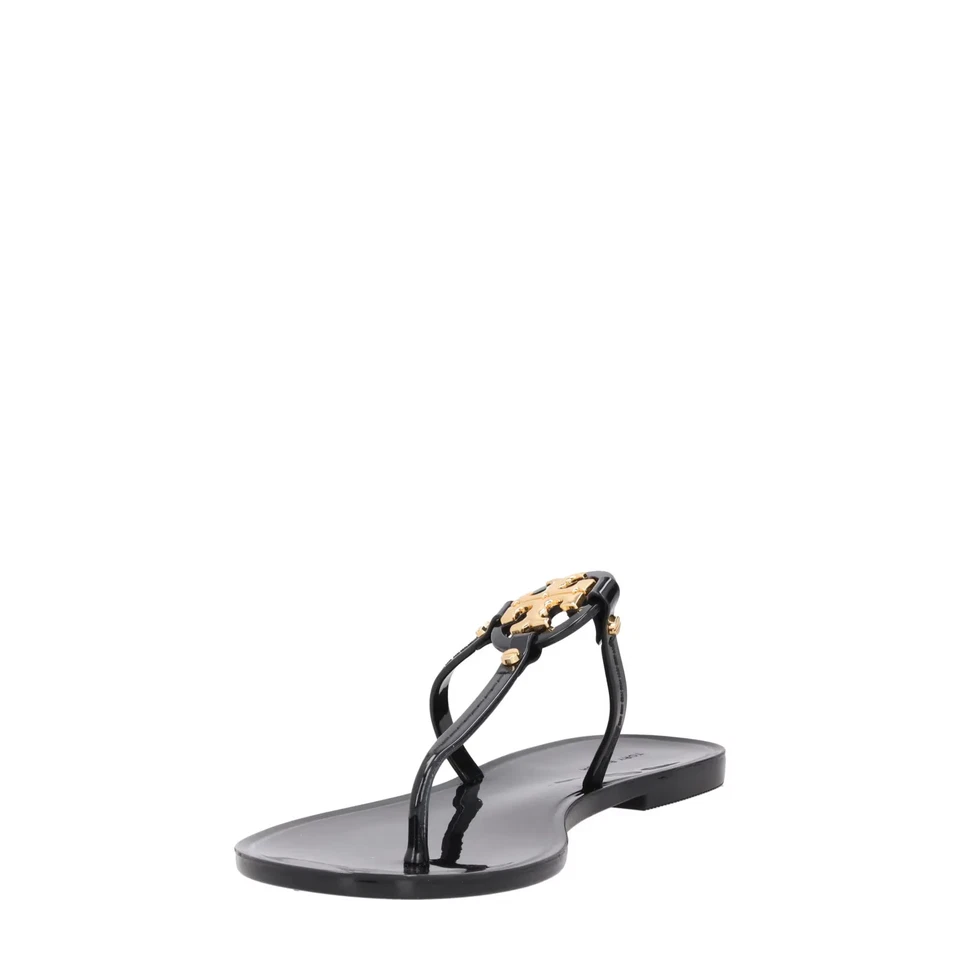 TORY BURCH Womens Miller Rubber Thong Sandal Black Gold US7 + US8 RRP 108 - Image 3 of 4