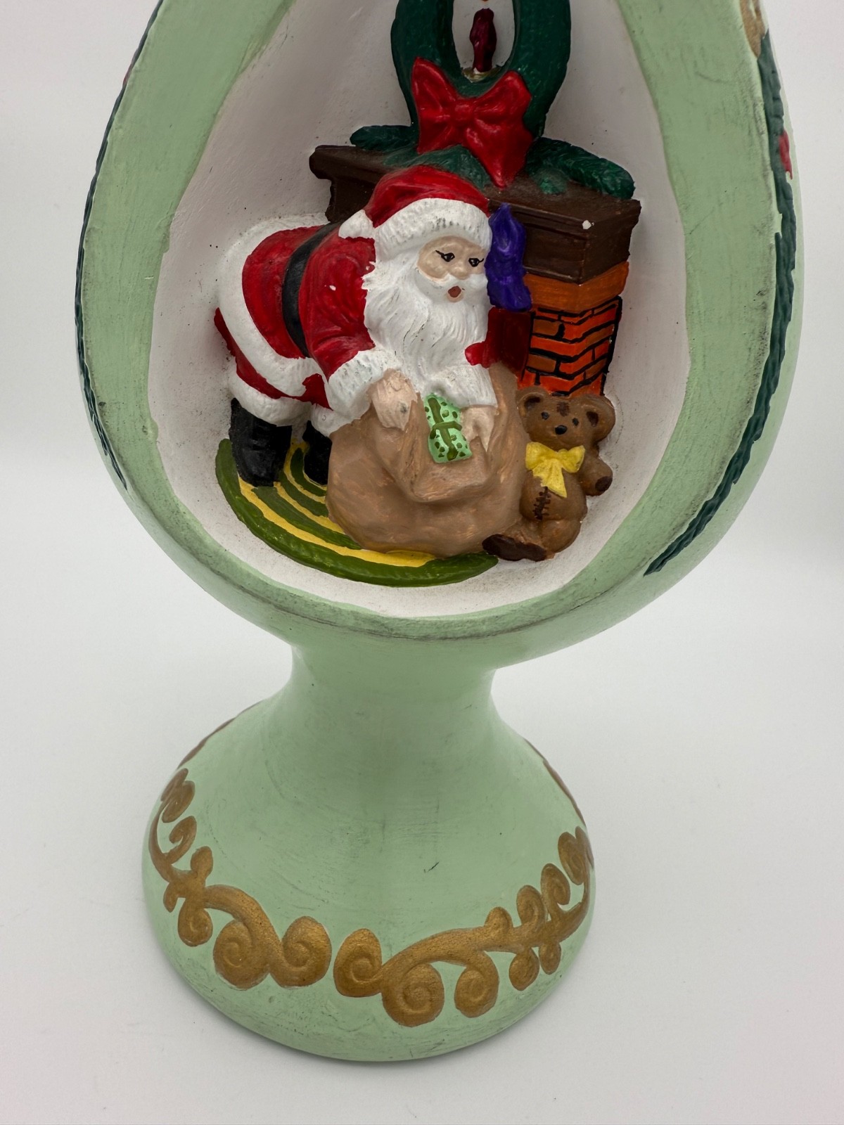 Vintage 1977 Byron Molds Christmas Ceramic Ornate Santa Tree Topper Table Topper