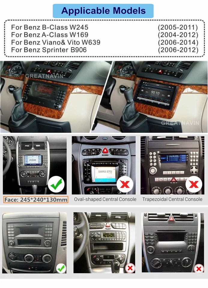 für Mercedes Benz Viano Vito 9" Autoradio CarPlay GPS Navigator +BT 8 Core 4+32G - Bild 2 von 4