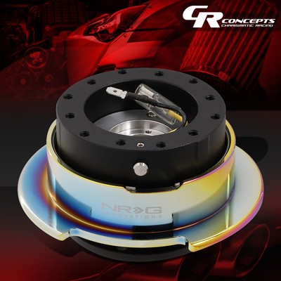 NRG UNIVERSAL STEERING WHEEL QUICK RELEASE GEN 2.5 BLACK/NEO CHROME FLARED RING