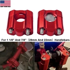 Motorcycle ATV Handlebar Risers Universal Handle Bars Mount Clamps 28mm 22mm Red