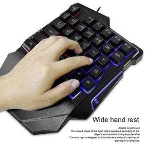 One Handed Gaming Keyboard 35 Keys Colorful Backlight Professional USB NEW