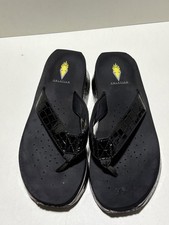 Volatile Black Synthetic Platform Wedge Thong Sandals Women Shoes 10