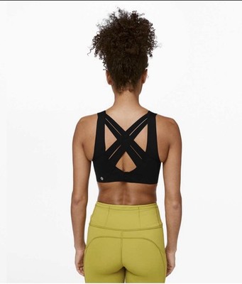 Lululemon Enlite Bra Weave Size 32D Black Wireless Workout Running Active Sporty