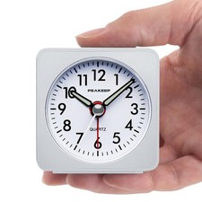 Ultra Small, Battery Travel Alarm Clock with Snooze and Light