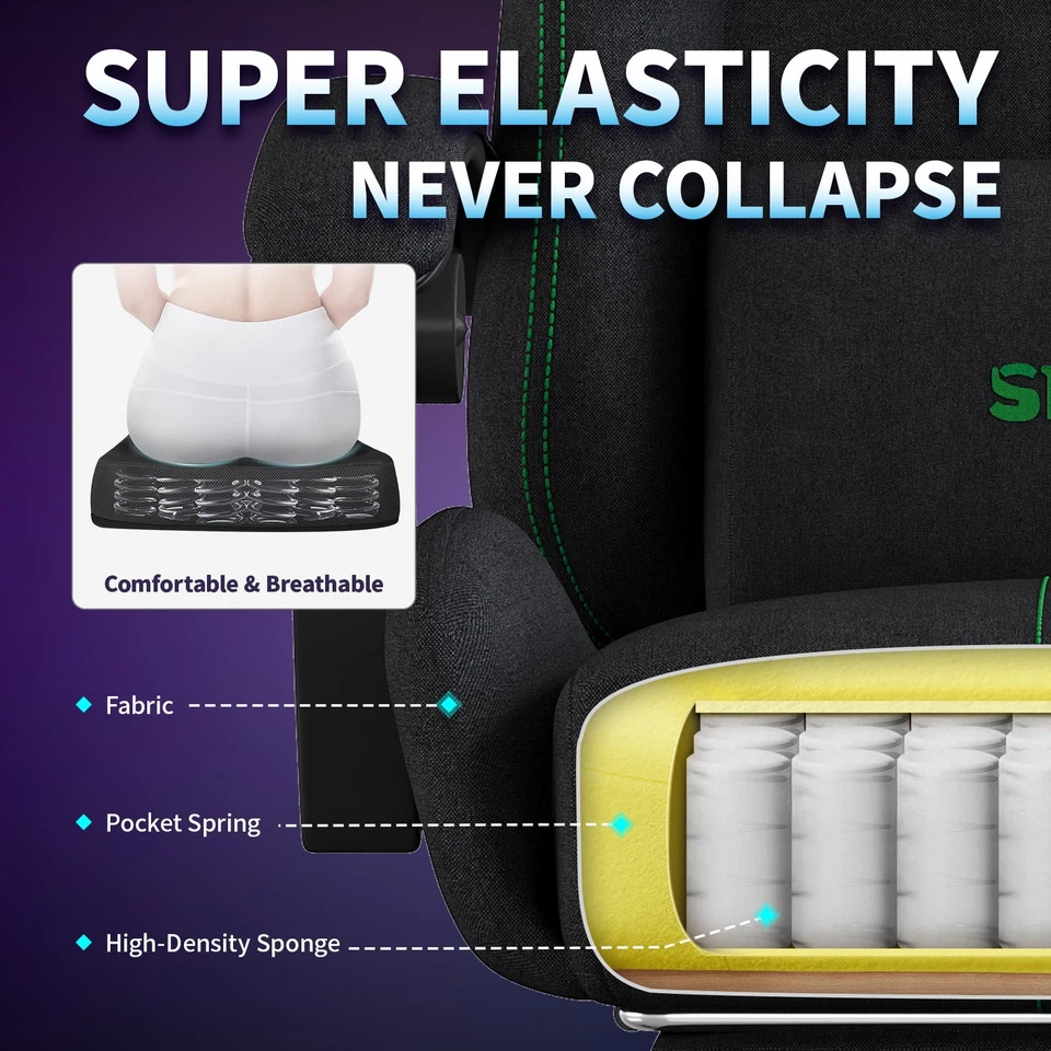 Gaming Chair Footrest-Breathable Computer Chair  Ergonomic Gamer Chair for Adult - Image 3 of 4