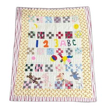 Handmade Hand-quilted Colorful Appliqu Vintage 90s Baby/Child Crib Quilt