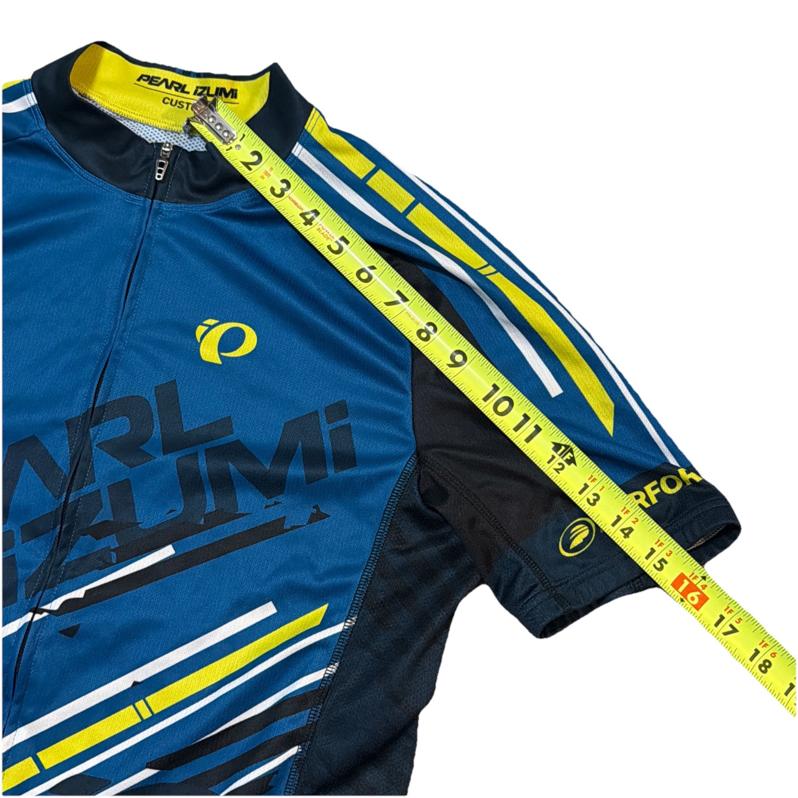 Pearl Izumi Elite XL Full Zip Blue Yellow Cycling Jersey Shirt Bike Geometric