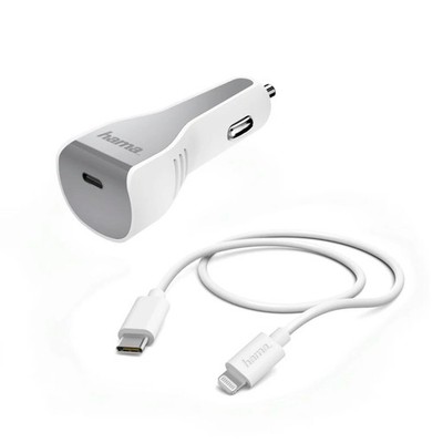 Hama Car Charger Kit Lightning Power Delivery (PD) 30W White