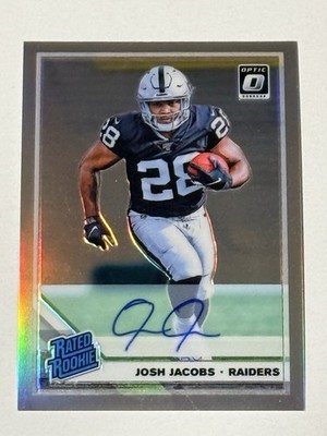 Josh Jacobs 2019 Panini Donruss Optic /35 Silver Prizm RC Auto Autograph 158