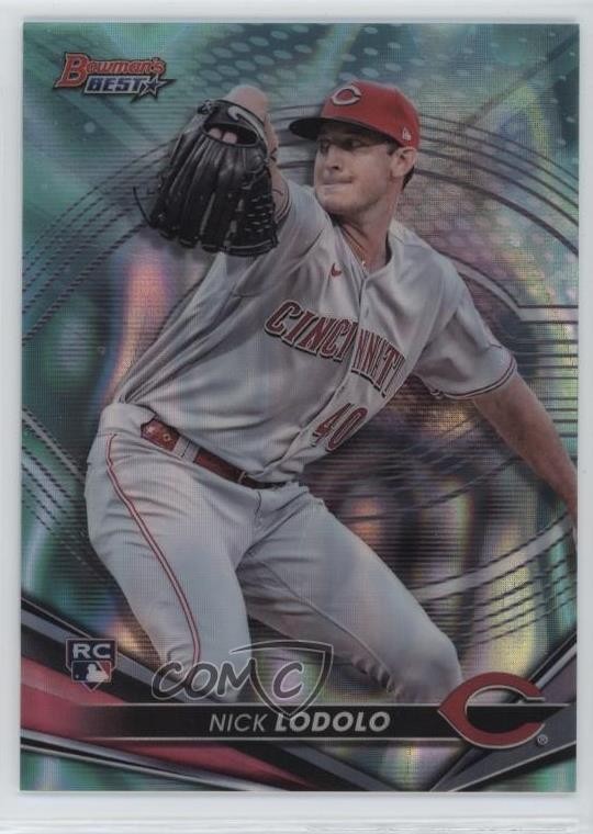 2022 Bowman's Best Aqua Lava Refractor 186/199 Nick Lodolo #56 Rookie RC 1bu3