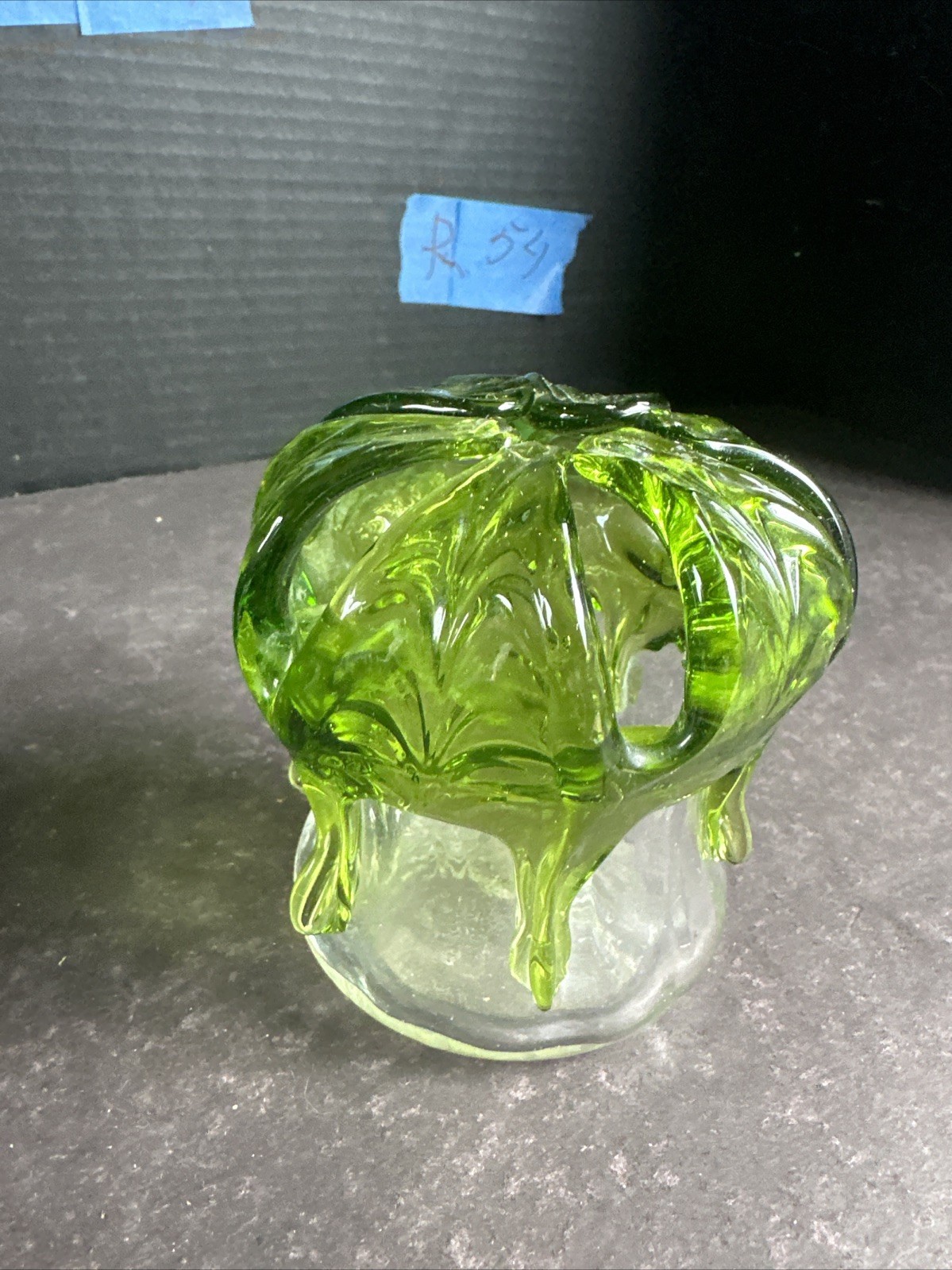 Antique art nouveau Hand Blown KRALIK Glass Wedding Brides Bank Flower #R54