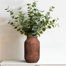 Rustic Terracotta Vase, Farmhouse Ceramic Vase, Decorative Clay Vintage Vases...