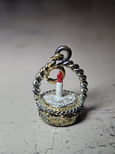 Vintage Monet First 1st Birthday Enamel Candle Cake Clip On Charm