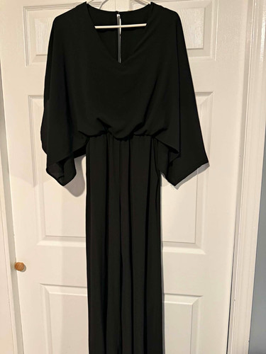 Mozelle Boutique Black V-Neck 3/4 Kimono Sleeve Wide-Leg Jumpsuit L