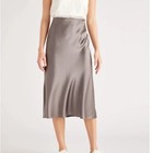 NWT! Quince Washable 100% Silk Gray Midi Skirt! Sz. S! (A83)(READ)