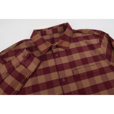 Lululemon Masons Peak Flannel Shirt Mens XXL Burgundy Brown Buffalo Plaid Check