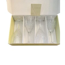 NEW 4 Galaway Abbey Pattern Irish Finist Crystal Wine Glasses/Water Goblets 