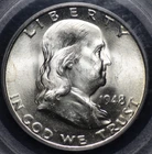 1948 D FRANKLIN HALF DOLLAR PCGS MS 64 FULL BELL LINES OMAHA BANK HOARD, FROSTED
