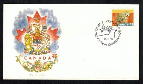 Canada #1170, 1988 43¢ Lynx, R. G. Sharpe (RGS) cachet FDC