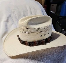 Tight Weave Double S Straw Cowboy Hat GENUINE HAND WOVEN plus FEATHER HAT BAND