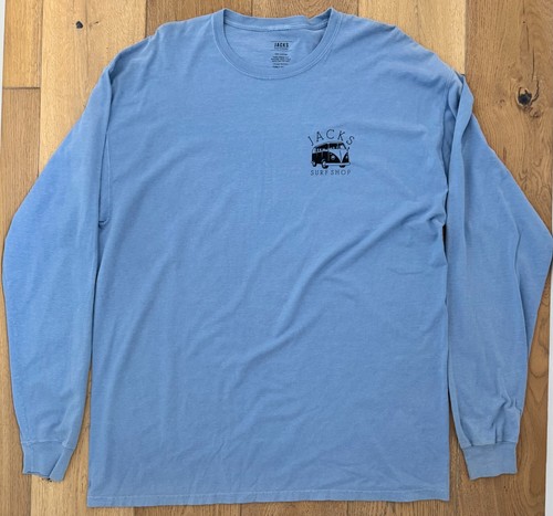 JACK'S SURFBOARDS Men's 2XL XXL Blue Long Sleeve T-shirt 100% Cotton Beach New