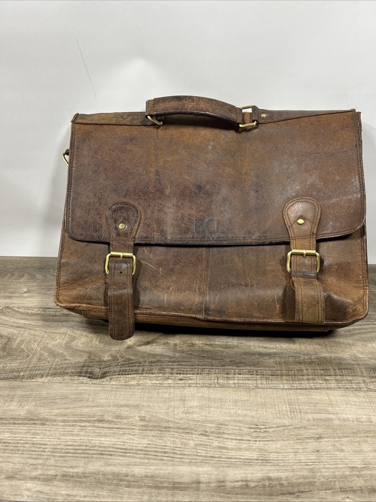 Vintage HLC  Retro Leather Laptop Messenger Bag/Handbag, Brown
