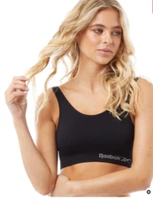 27jy  Reebok Sports Bra. KIRA i Performance Womens Top Black. Small UK 10 .