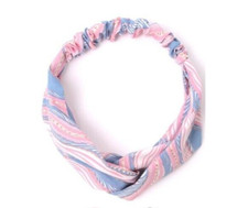 Nollia Ladies Criss Cross Checker Elastic Stretch Headband Blue Pink Gold