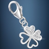 Kleeblatt Charm 925 Sterling-Silber Herren Damen Blatt AnhäNger FüR Armband