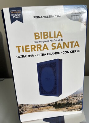 Biblia Reina-Valera 1960, Tierra Santa, Ultrafina Letra Grande, Leathersoft, Azu